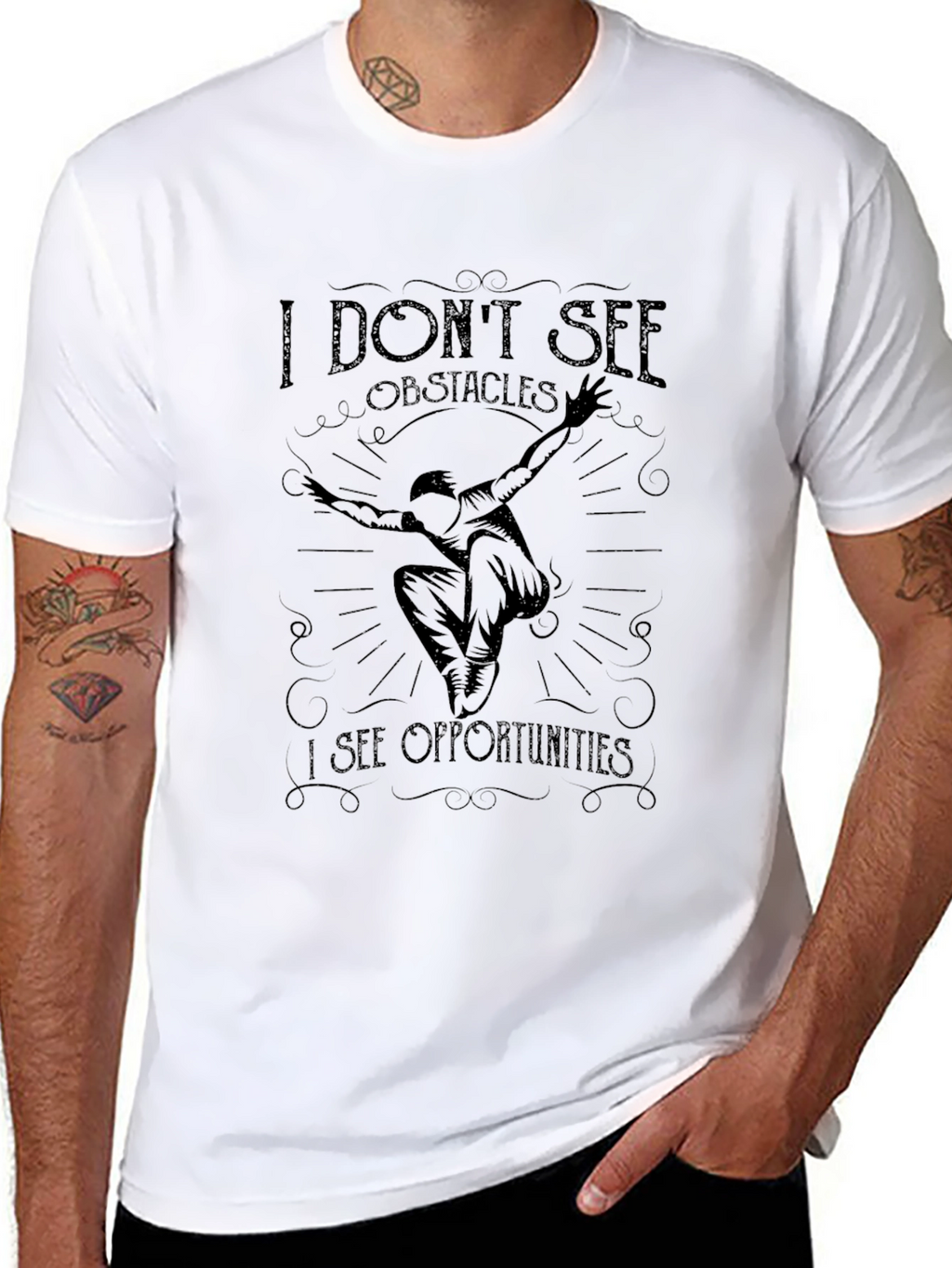 Motivational Black T-Shirt - See Opportunities!