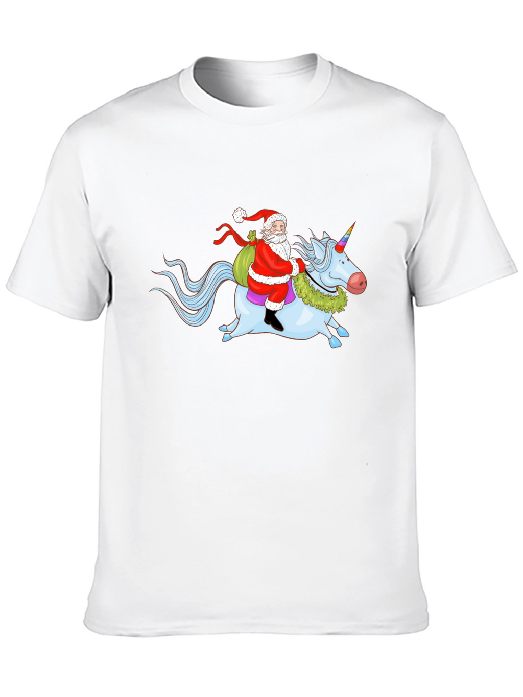 Santa Riding Unicorn Graphic T-Shirt