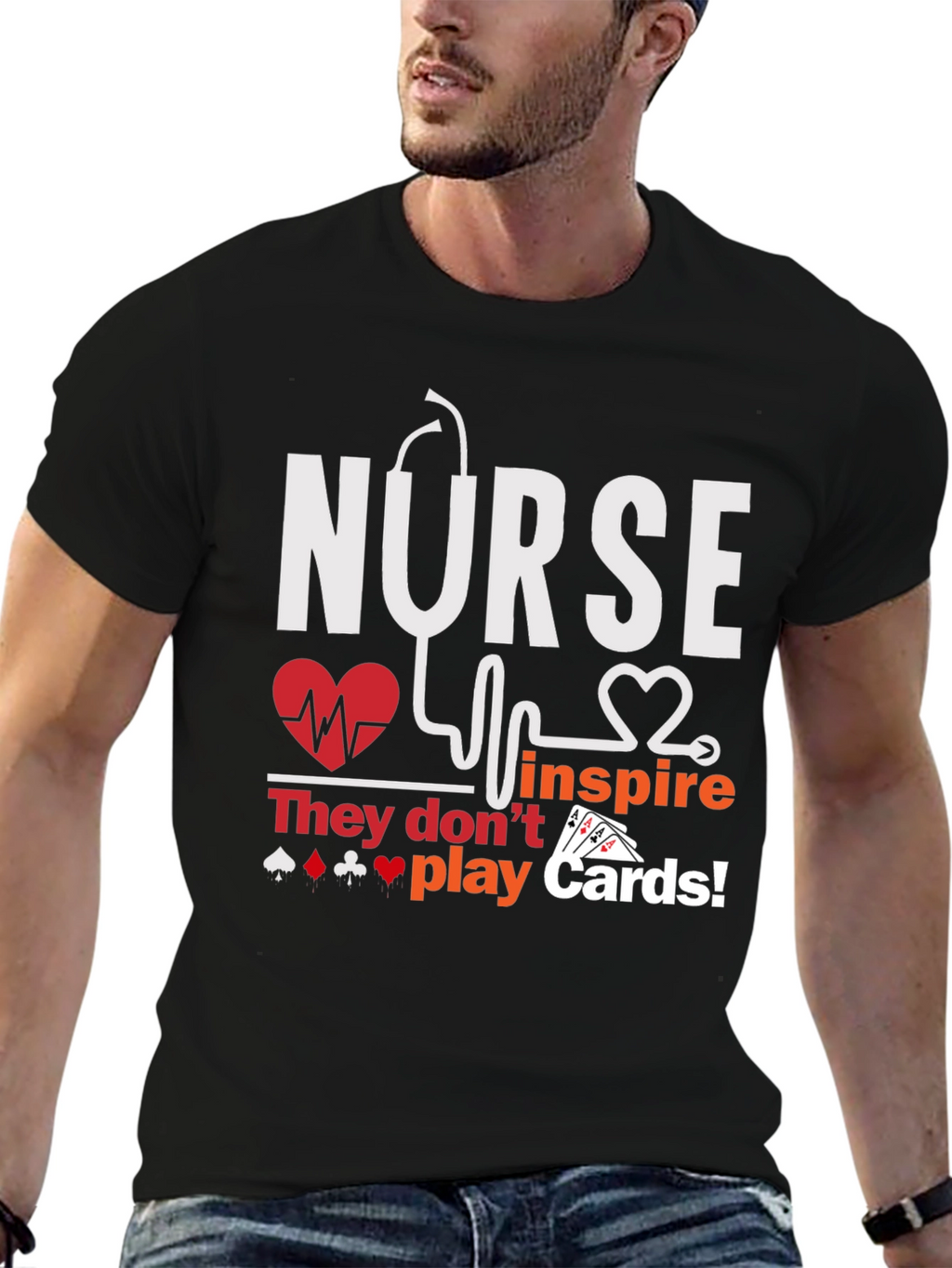 Nurse Inspire T-Shirt - Playing Card Design