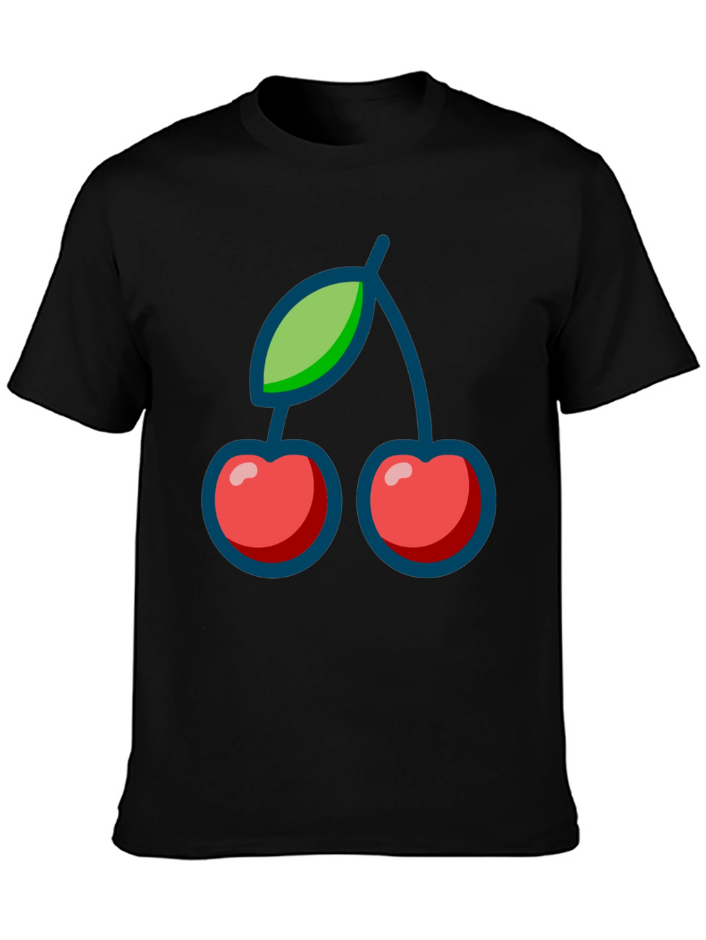 Cherry Graphic Print Black T-Shirt