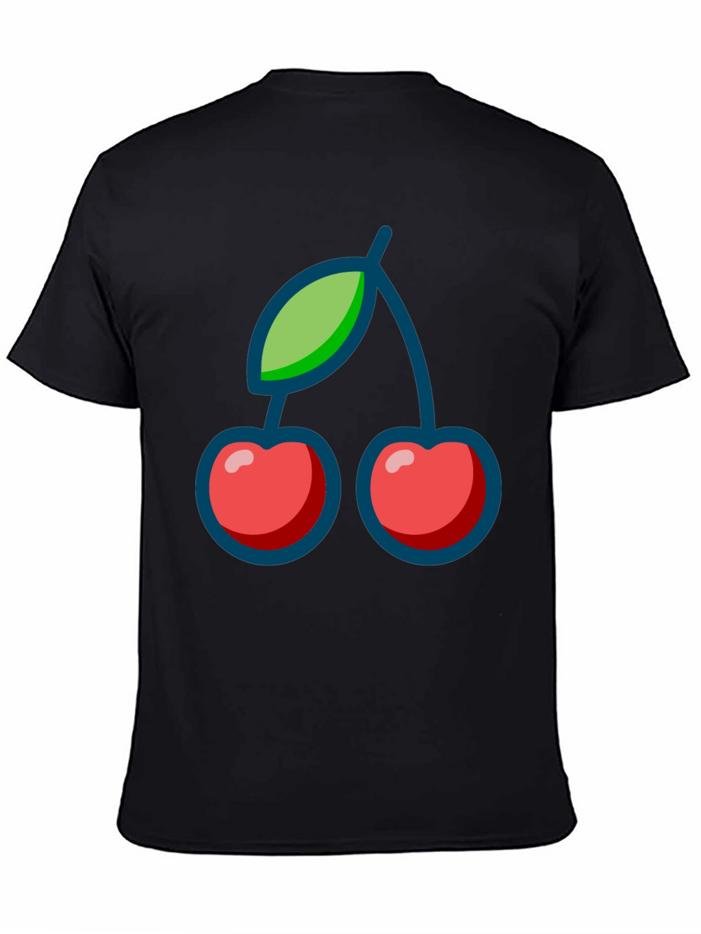 Cherry Graphic Print Black T-Shirt