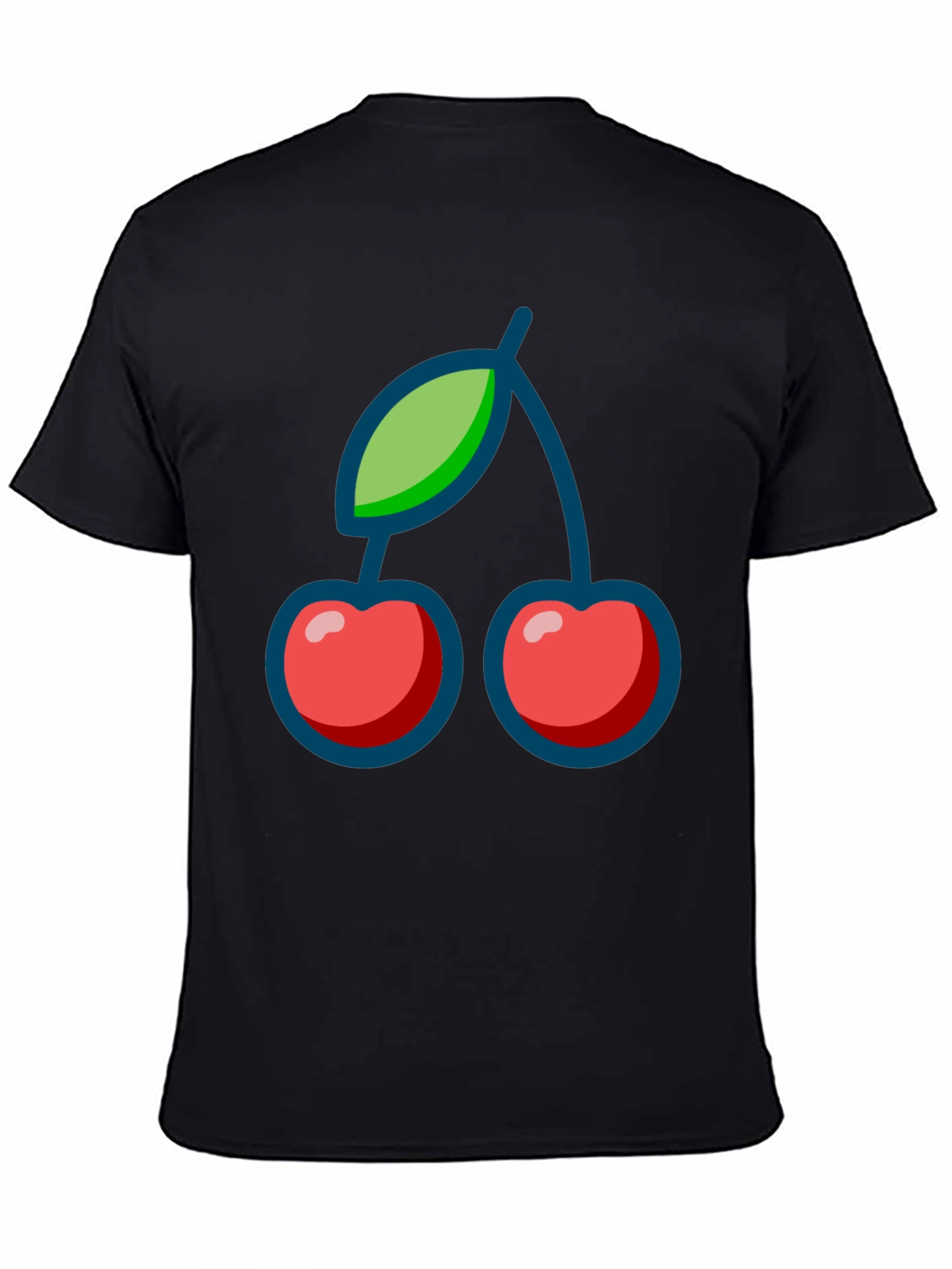Cherry Graphic Print Black T-Shirt