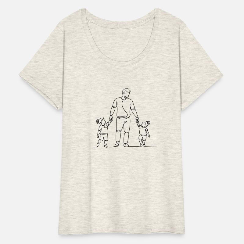 Father and Daughters Single Line Vector One Color