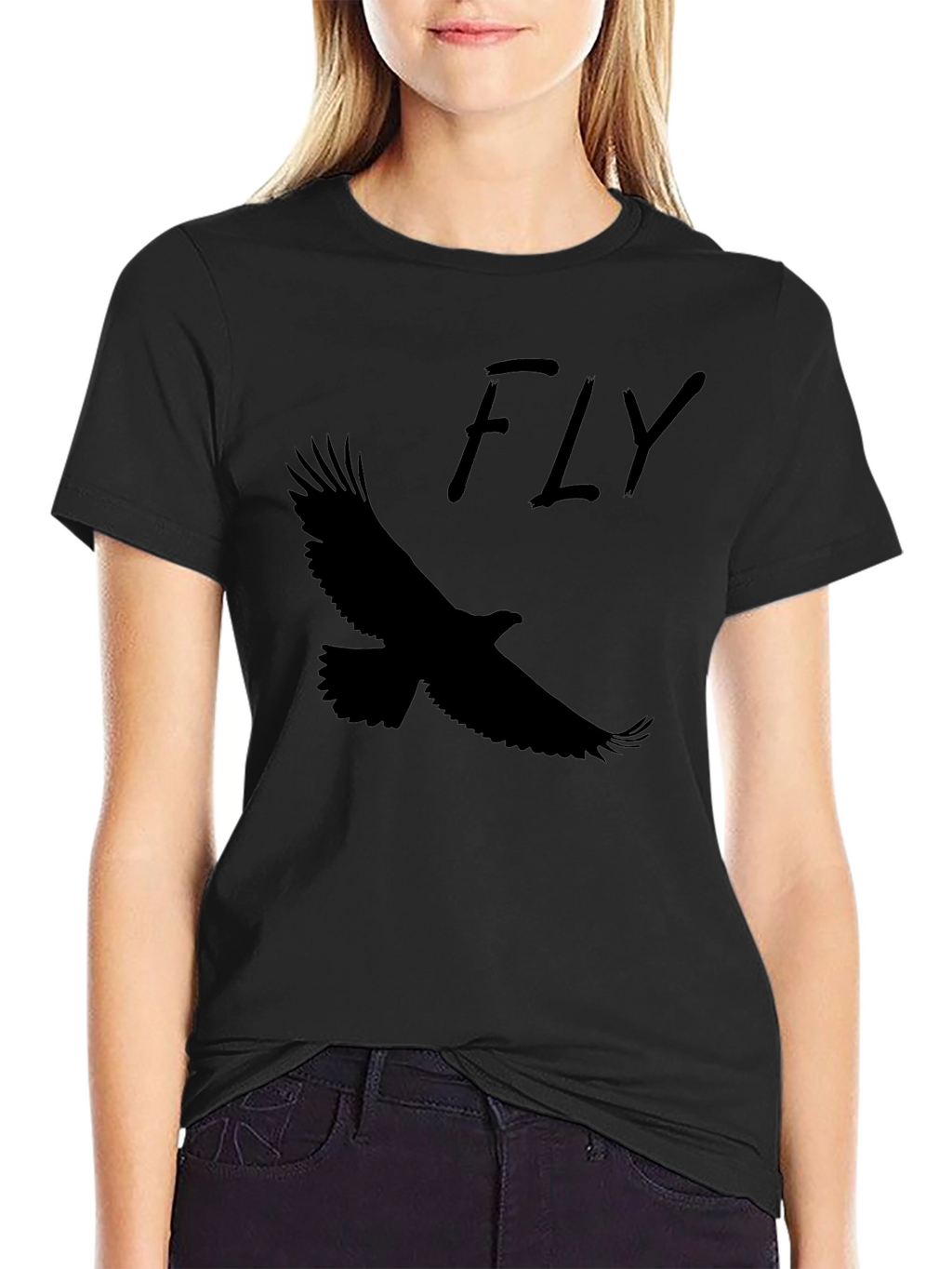 Fly Eagle Graphic Tee - Mens Black Cotton T-Shirt