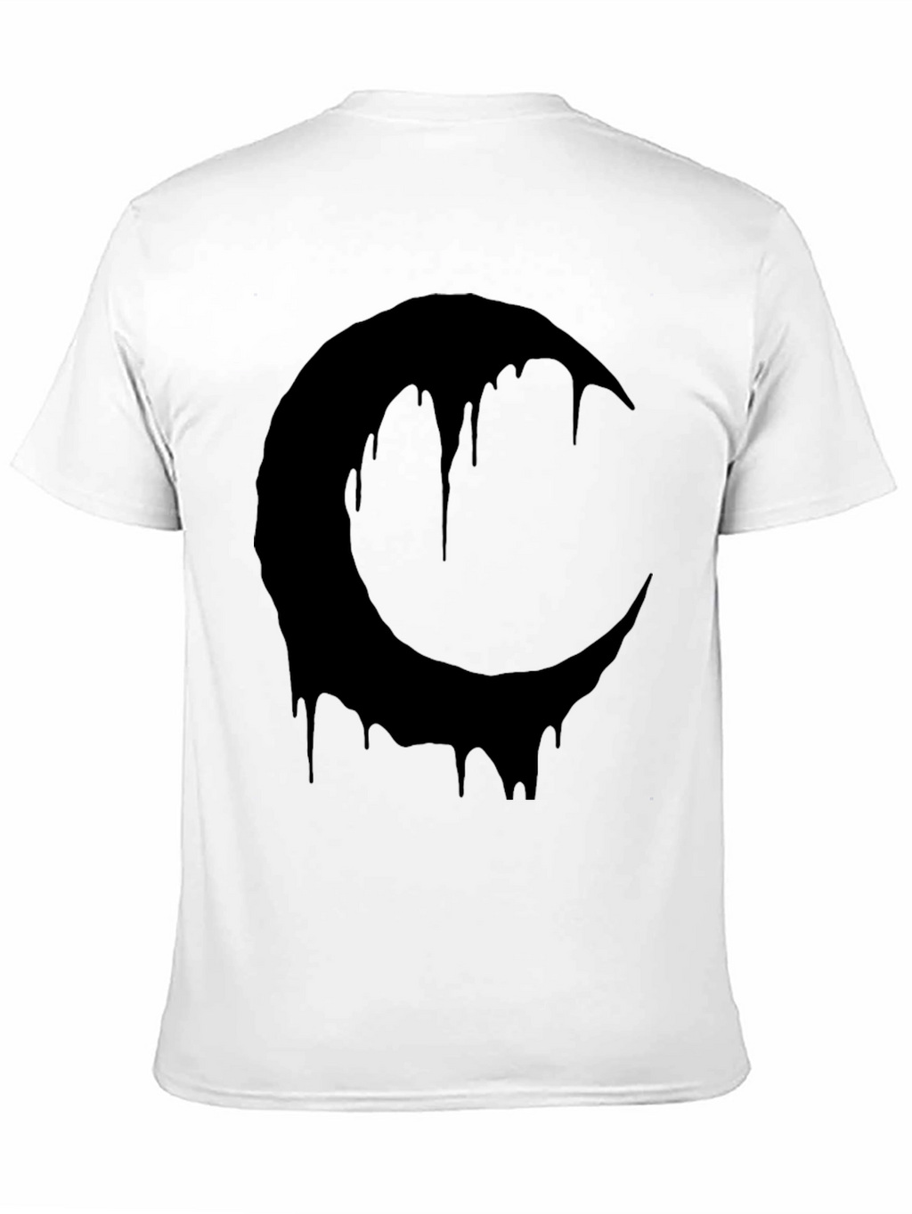 Melting Crescent Moon Graphic Tee - Black Cotton T-Shirt