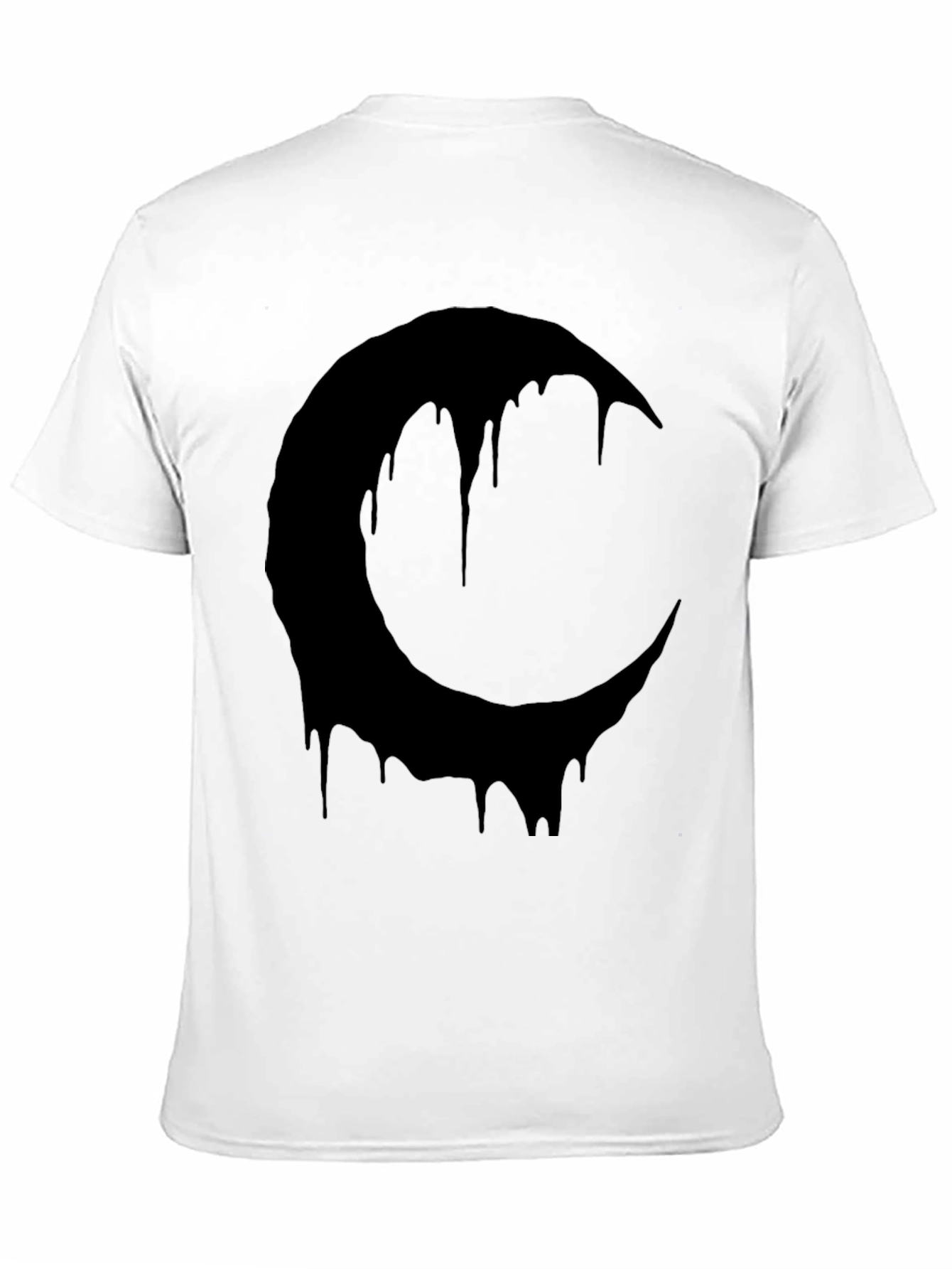 Melting Crescent Moon Graphic Tee - Black Cotton T-Shirt