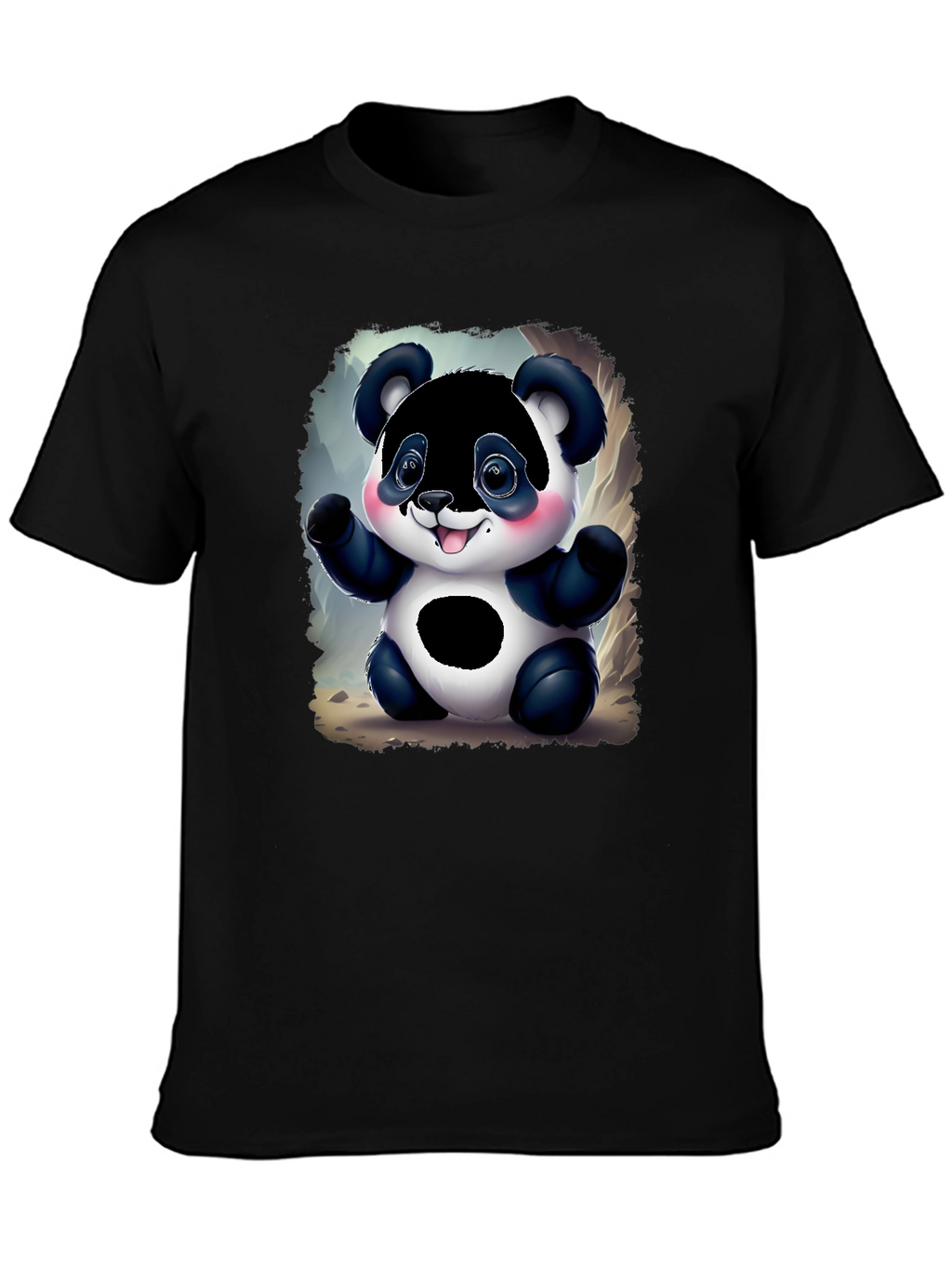 Cute Panda Bear Graphic Tee - Black Unisex Shirt