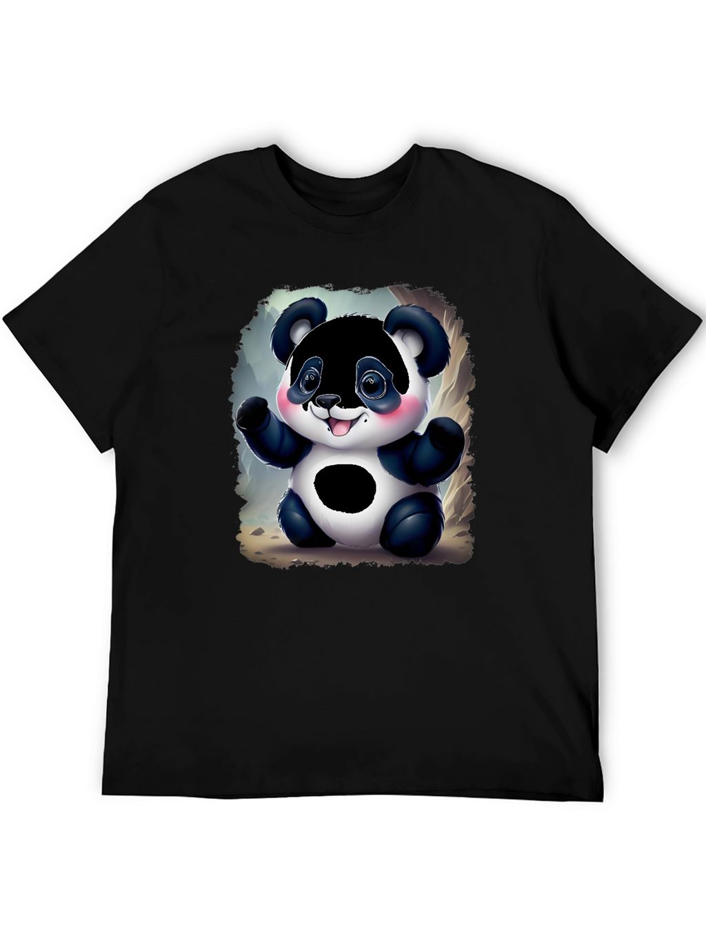 Cute Panda Bear Graphic Tee - Black Unisex Shirt