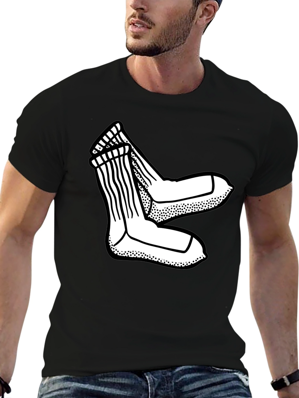 Novelty Socks Graphic Tee - Casual Style