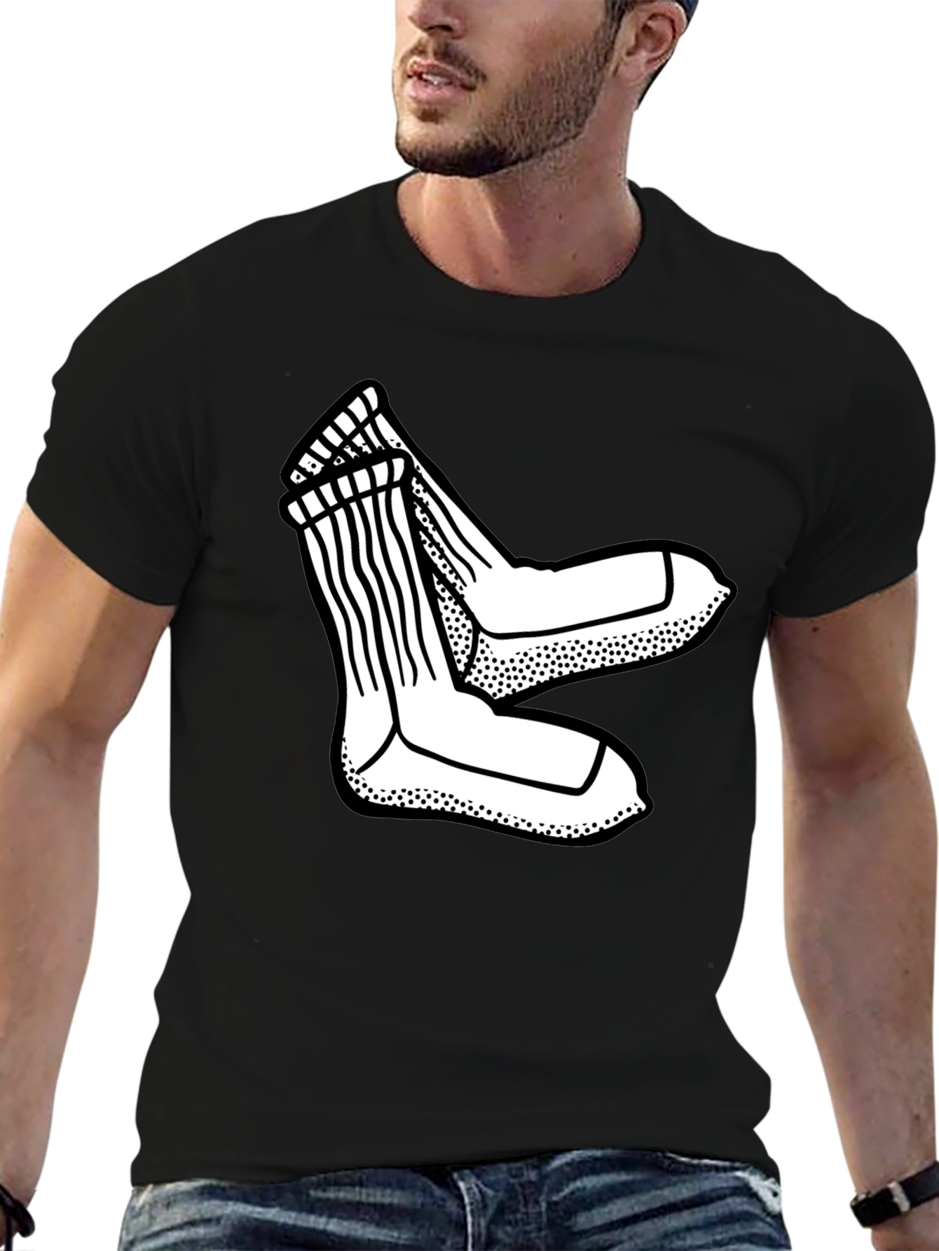 Novelty Socks Graphic Tee - Casual Style