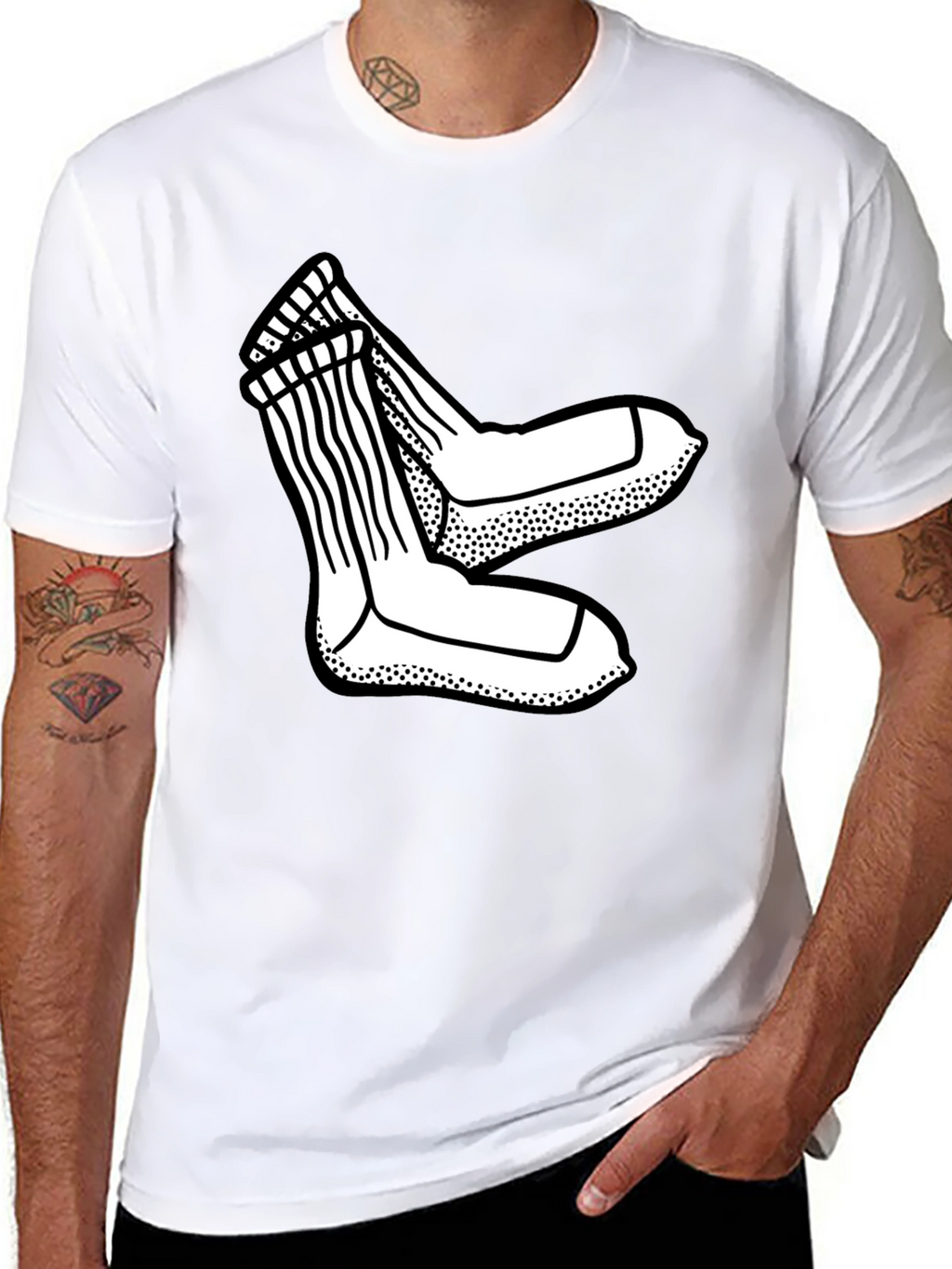 Novelty Socks Graphic Tee - Casual Style