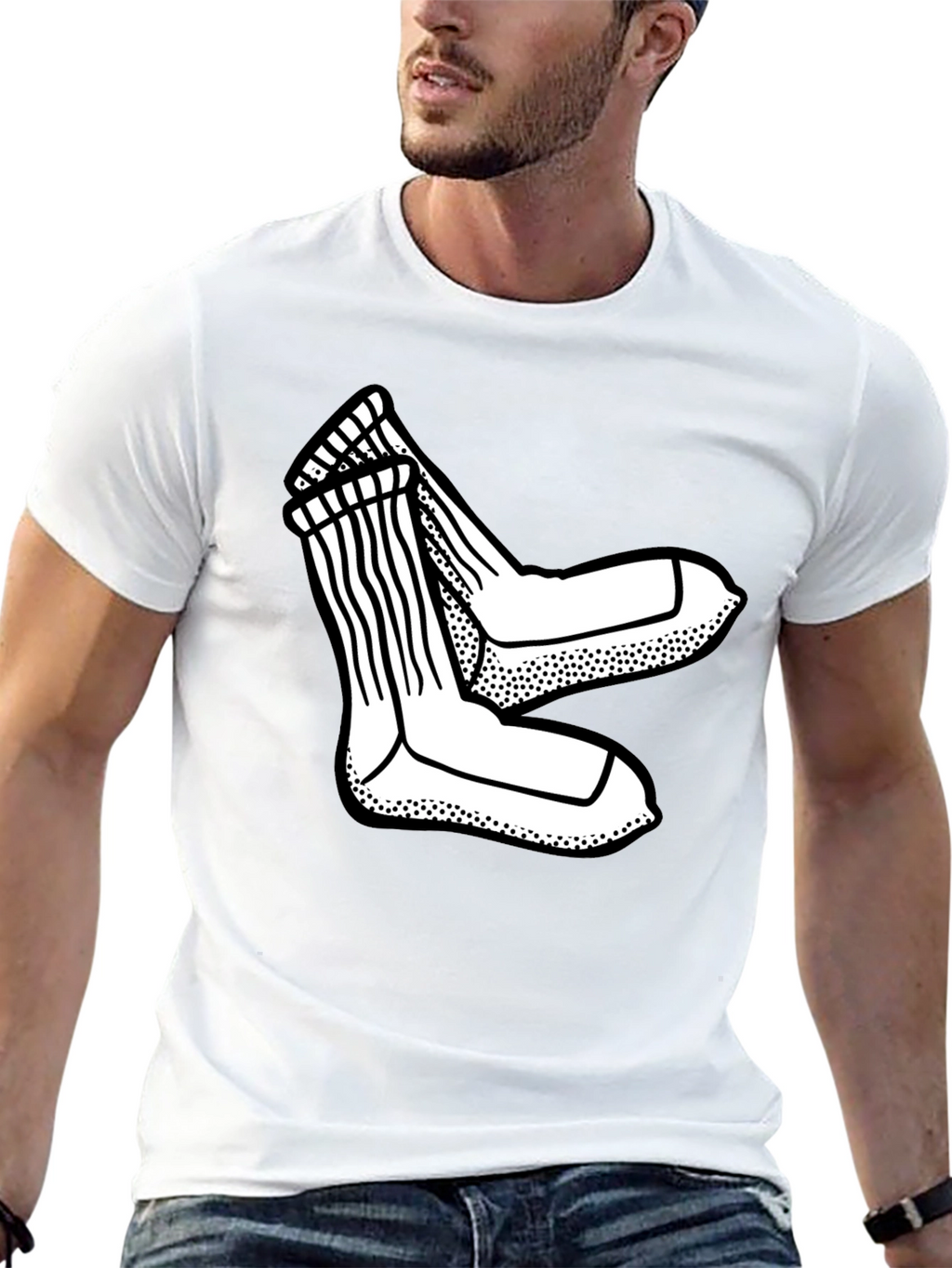 Novelty Socks Graphic Tee - Casual Style