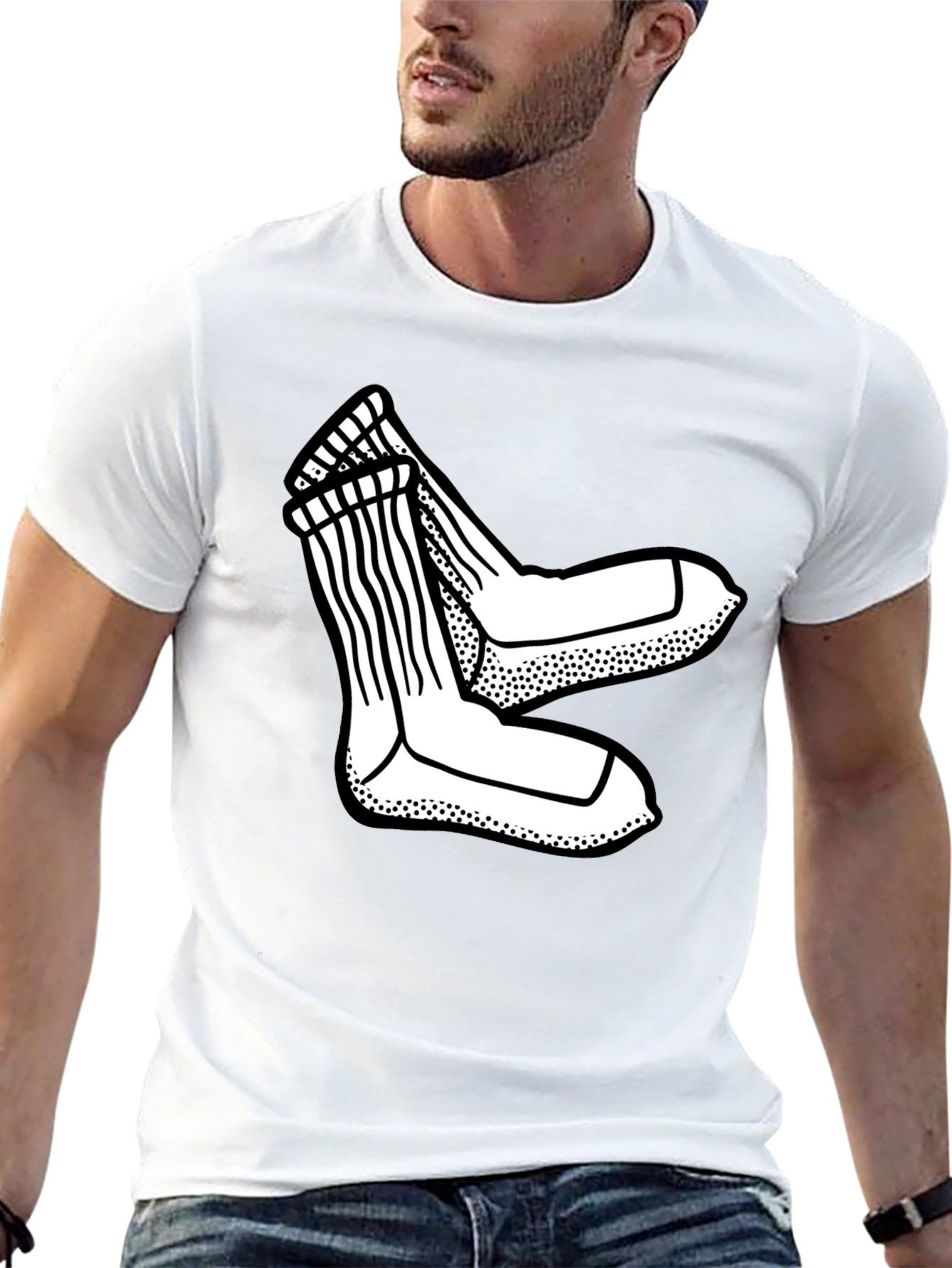 Novelty Socks Graphic Tee - Casual Style