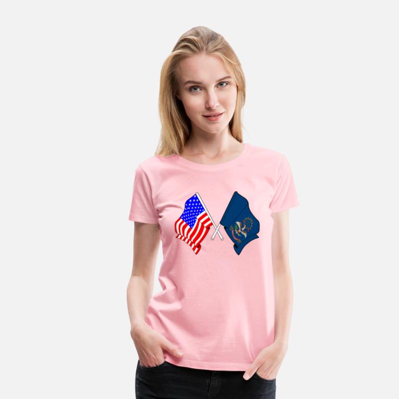 Flag USA and state North Dakota crossed