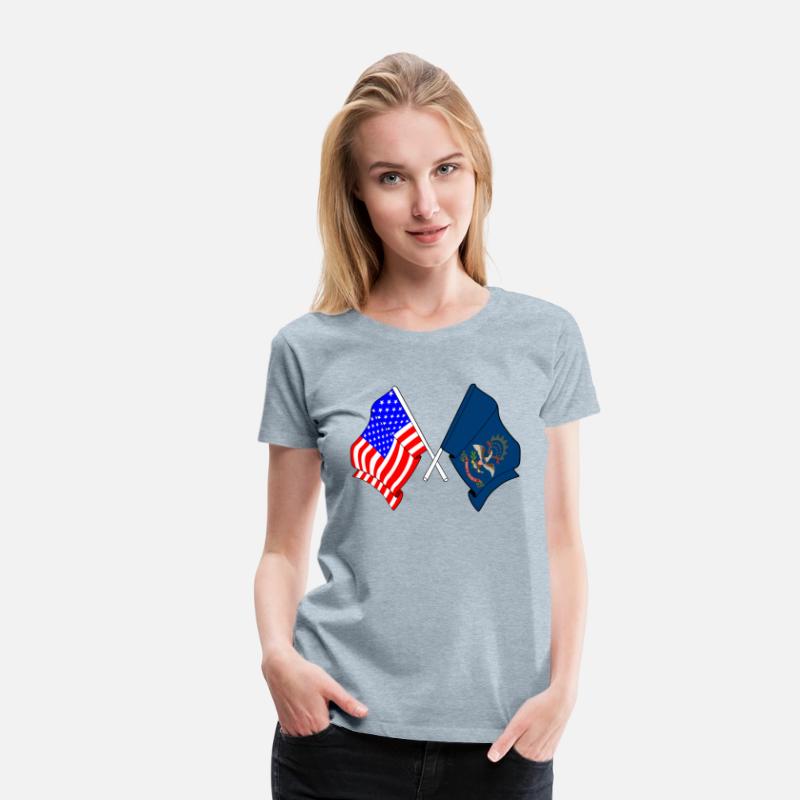 Flag USA and state North Dakota crossed