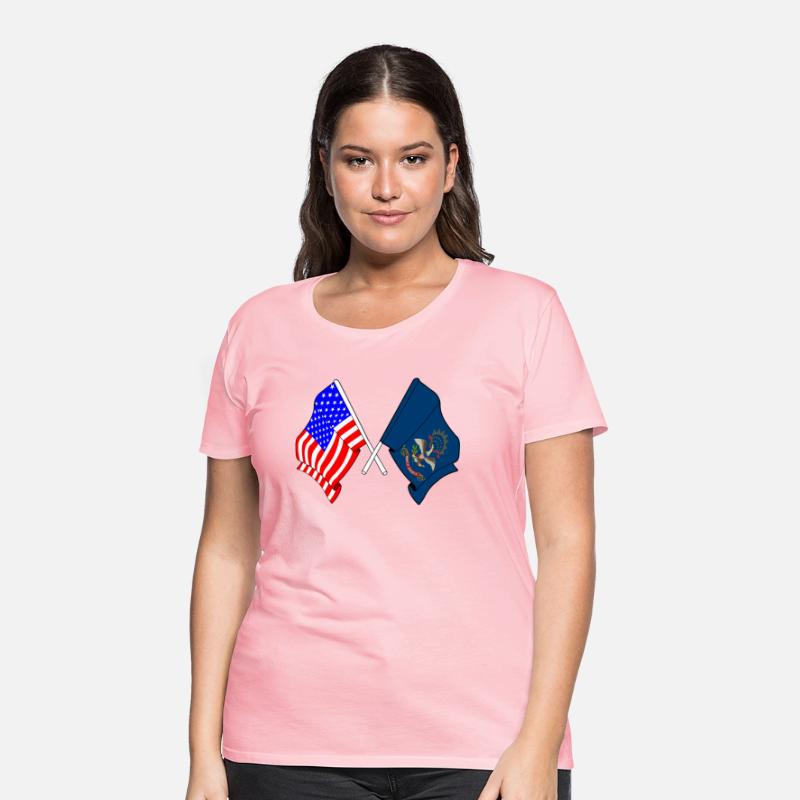 Flag USA and state North Dakota crossed