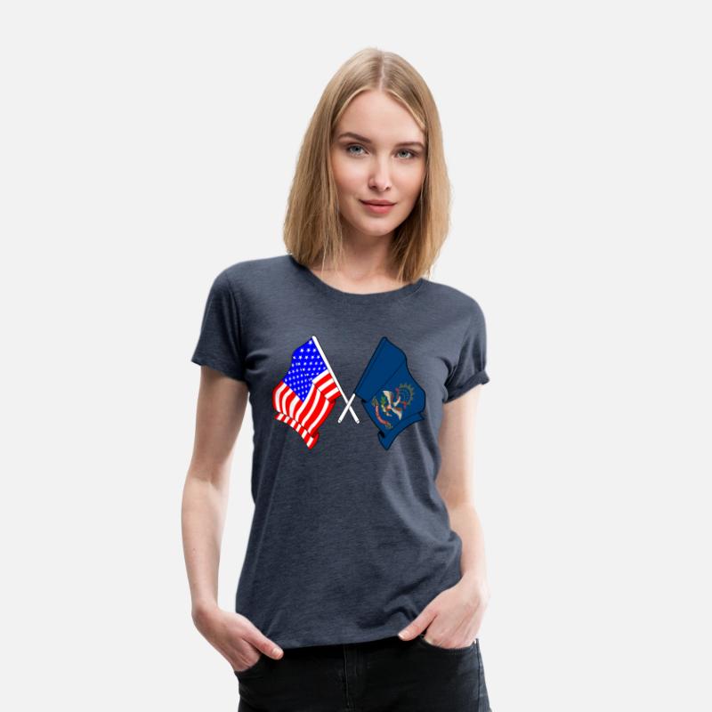 Flag USA and state North Dakota crossed