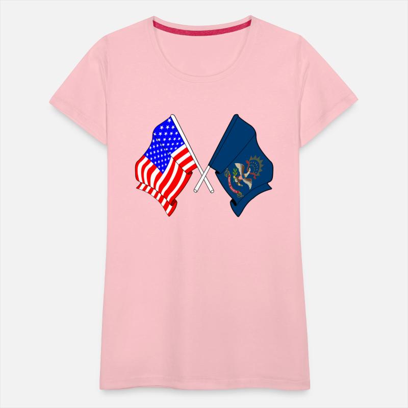 Flag USA and state North Dakota crossed