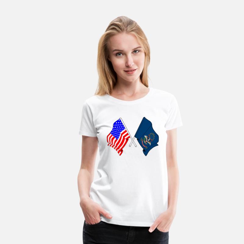 Flag USA and state North Dakota crossed