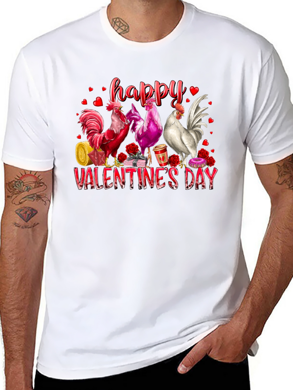 Happy Valentines Day Rooster Graphic Tee