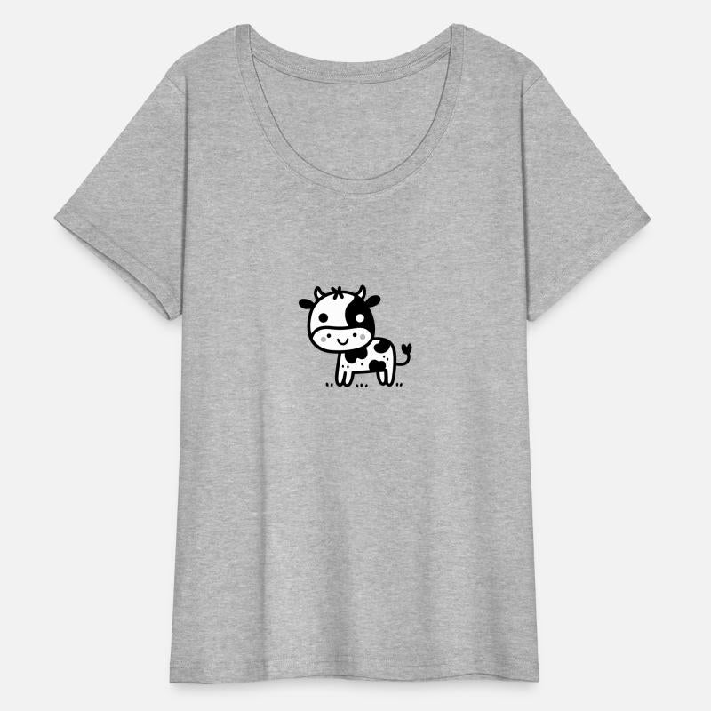 Friendly Stick Figure Cow - Black & White