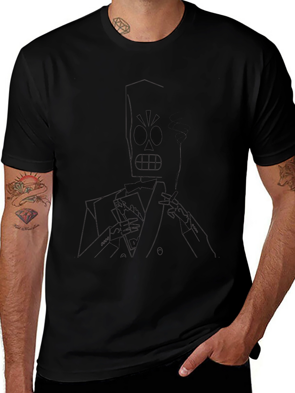 Grim Fandango Style Black T-Shirt