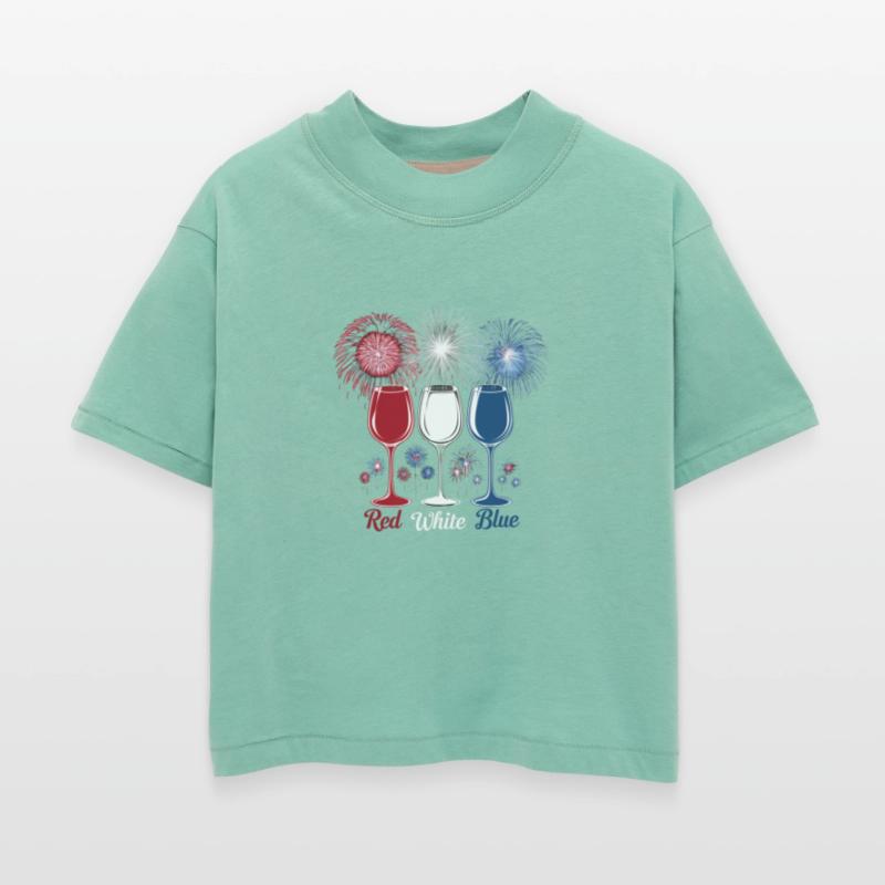 Funny Red Wine & Blue Wine Glasses 4th of July