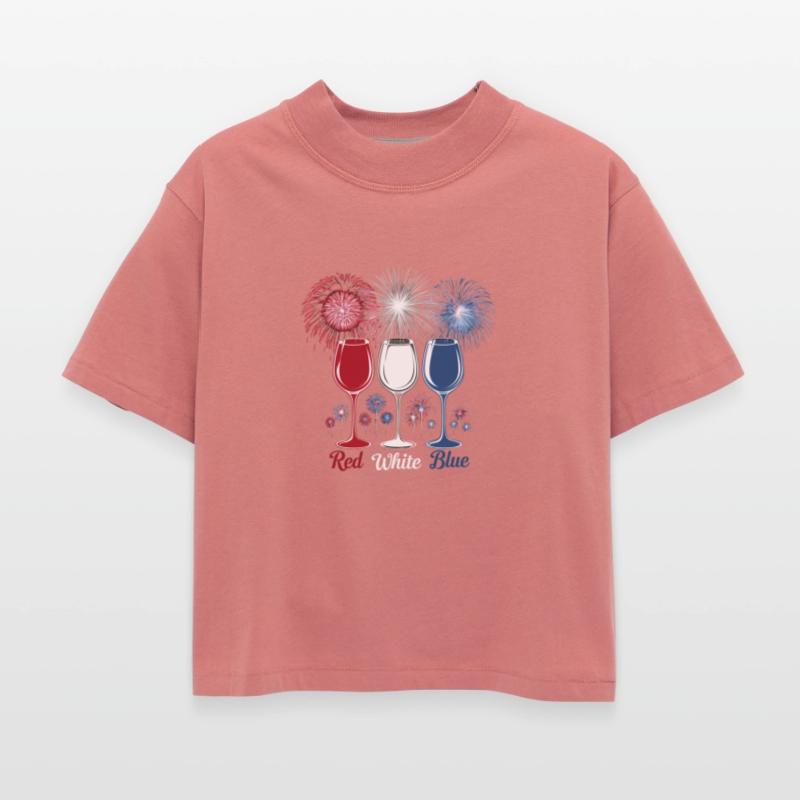 Funny Red Wine & Blue Wine Glasses 4th of July