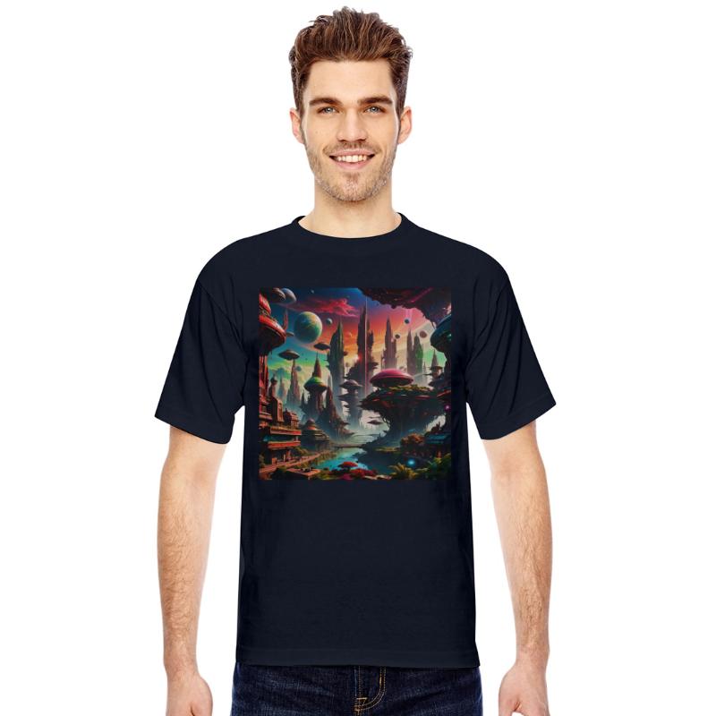 Future Alien Cityscape Ufo Different Planet View