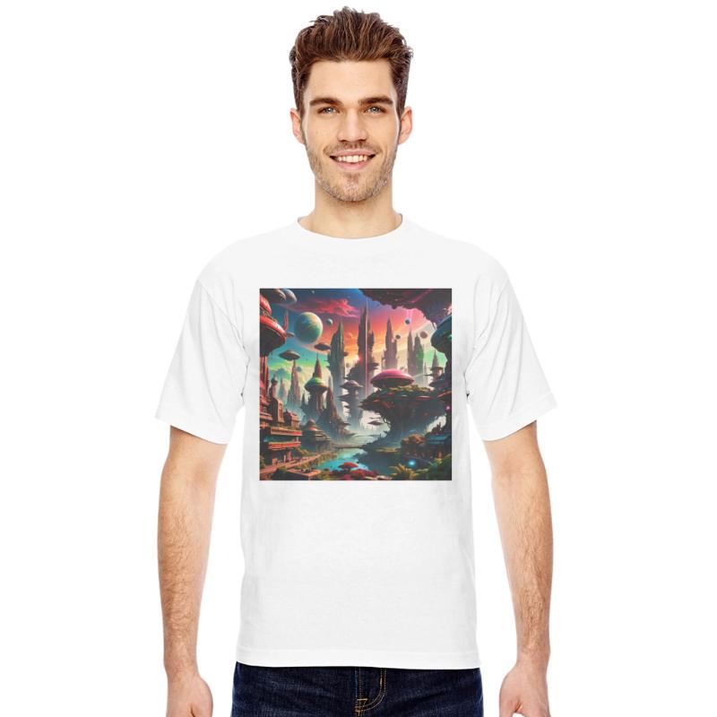 Future Alien Cityscape Ufo Different Planet View