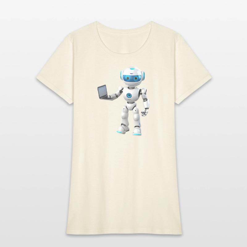 Futuristic Robot with Data Laptop Design