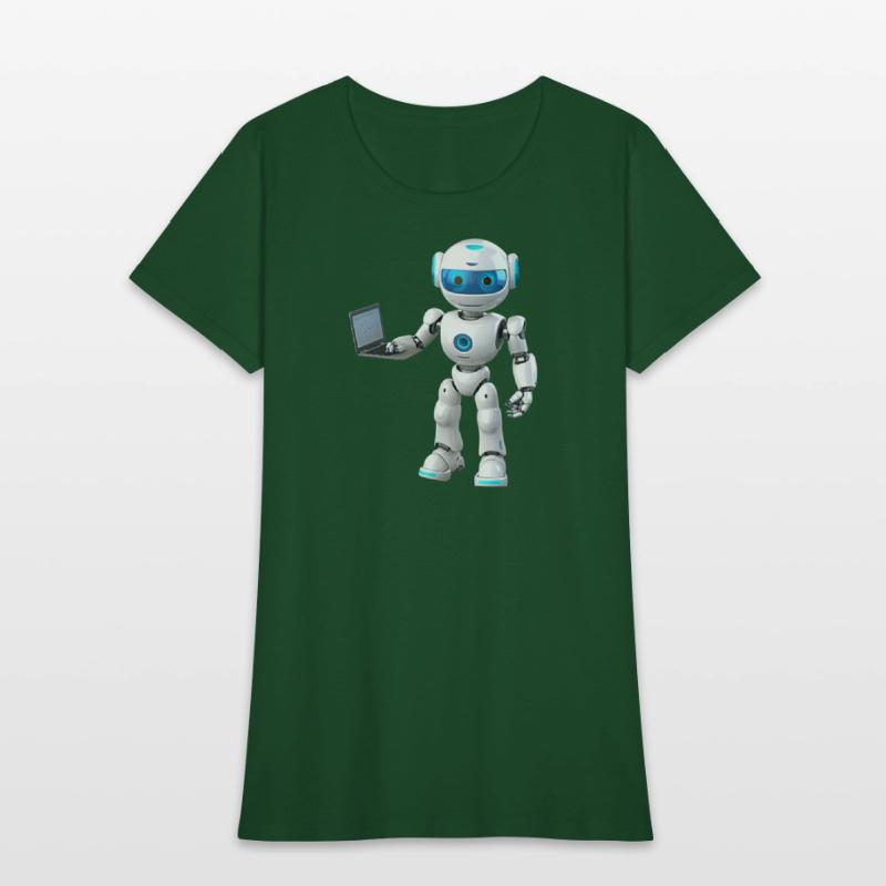 Futuristic Robot with Data Laptop Design