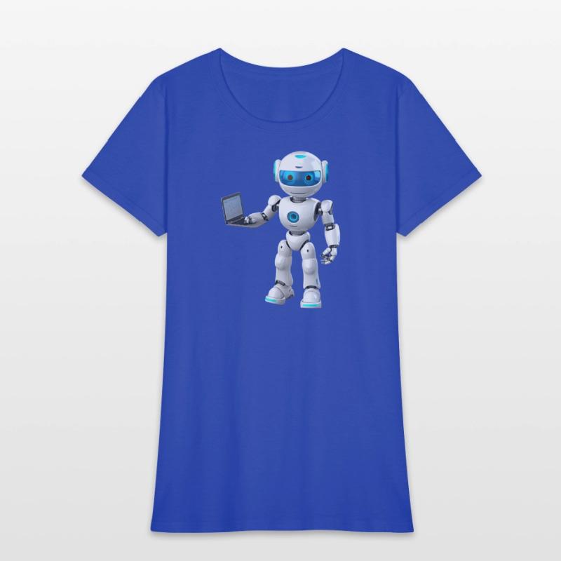 Futuristic Robot with Data Laptop Design