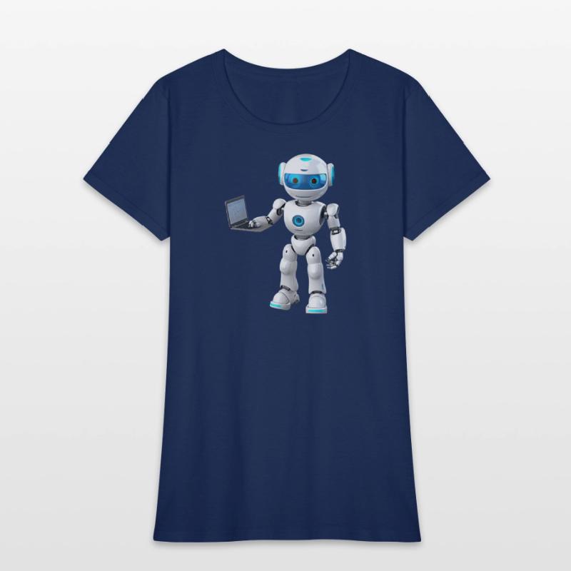 Futuristic Robot with Data Laptop Design