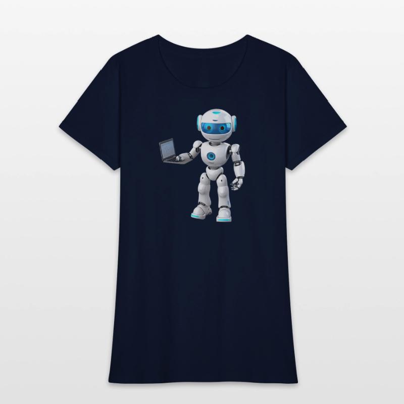 Futuristic Robot with Data Laptop Design