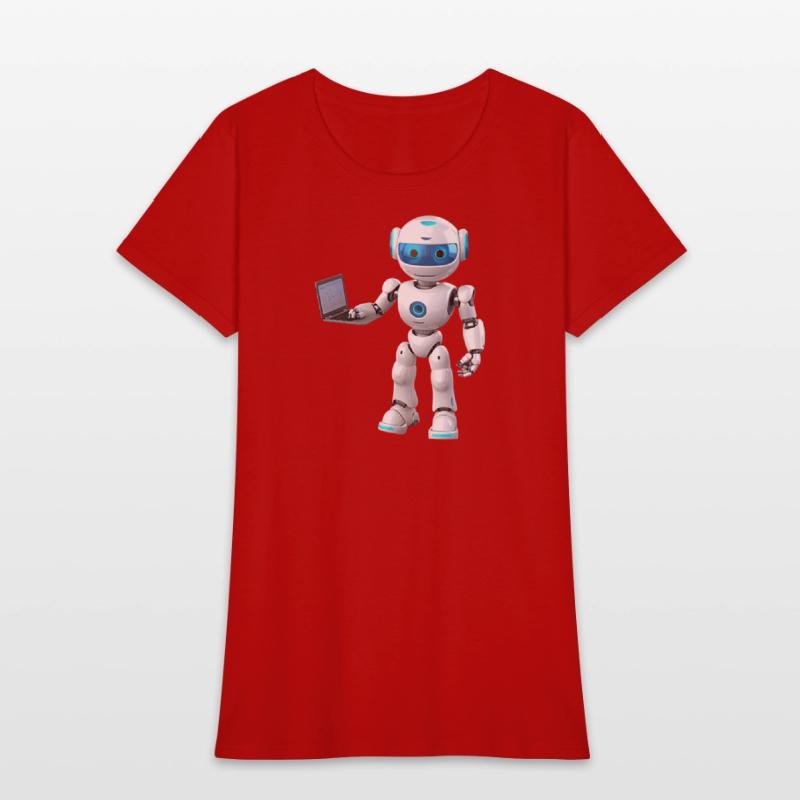 Futuristic Robot with Data Laptop Design