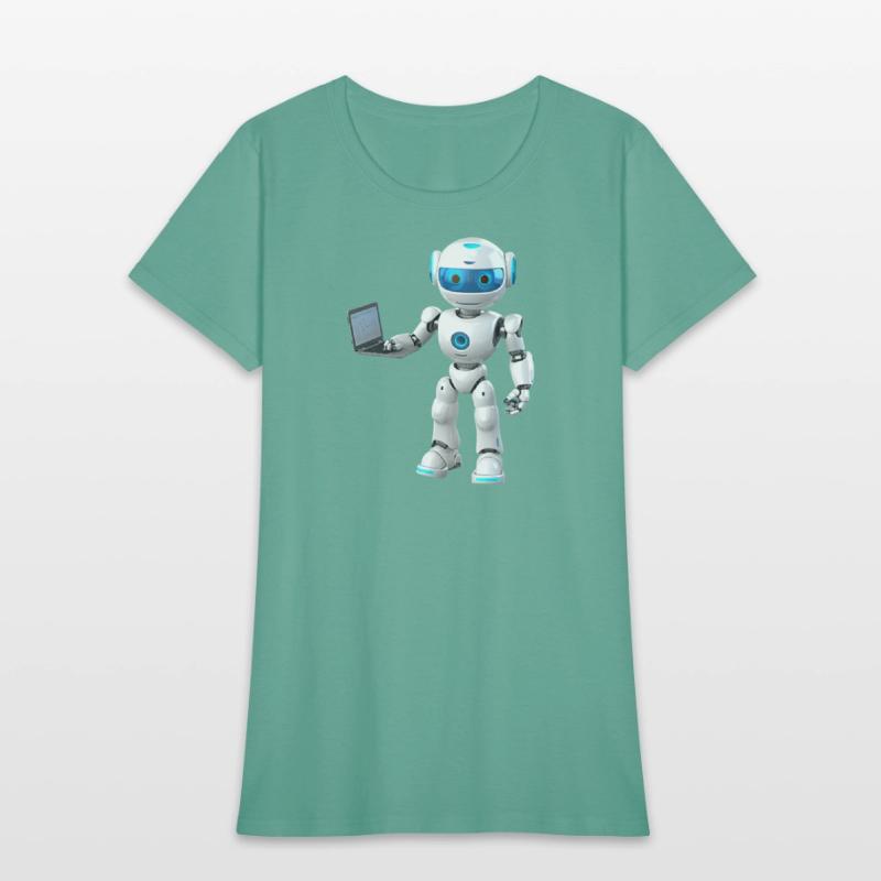 Futuristic Robot with Data Laptop Design