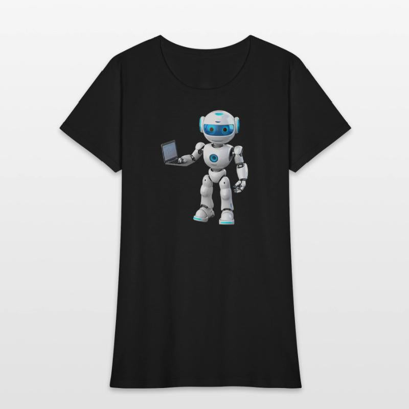 Futuristic Robot with Data Laptop Design