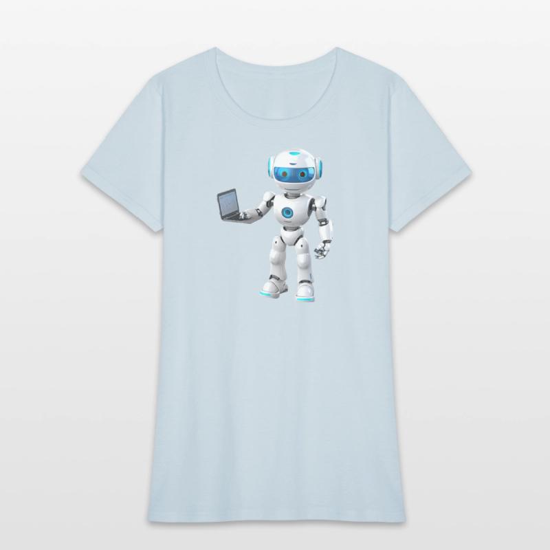 Futuristic Robot with Data Laptop Design