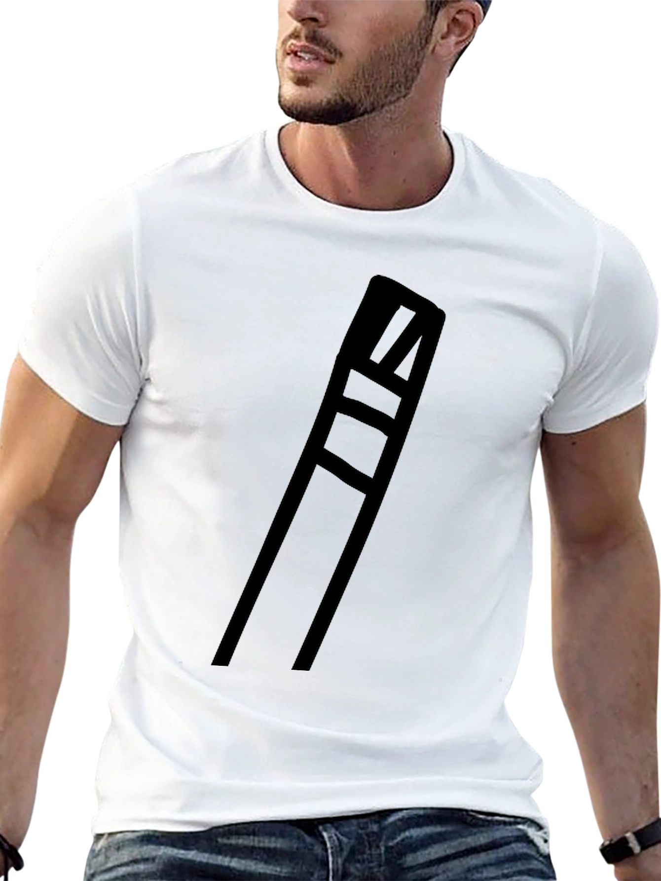 Minimalist Black T-Shirt with Geometric Design