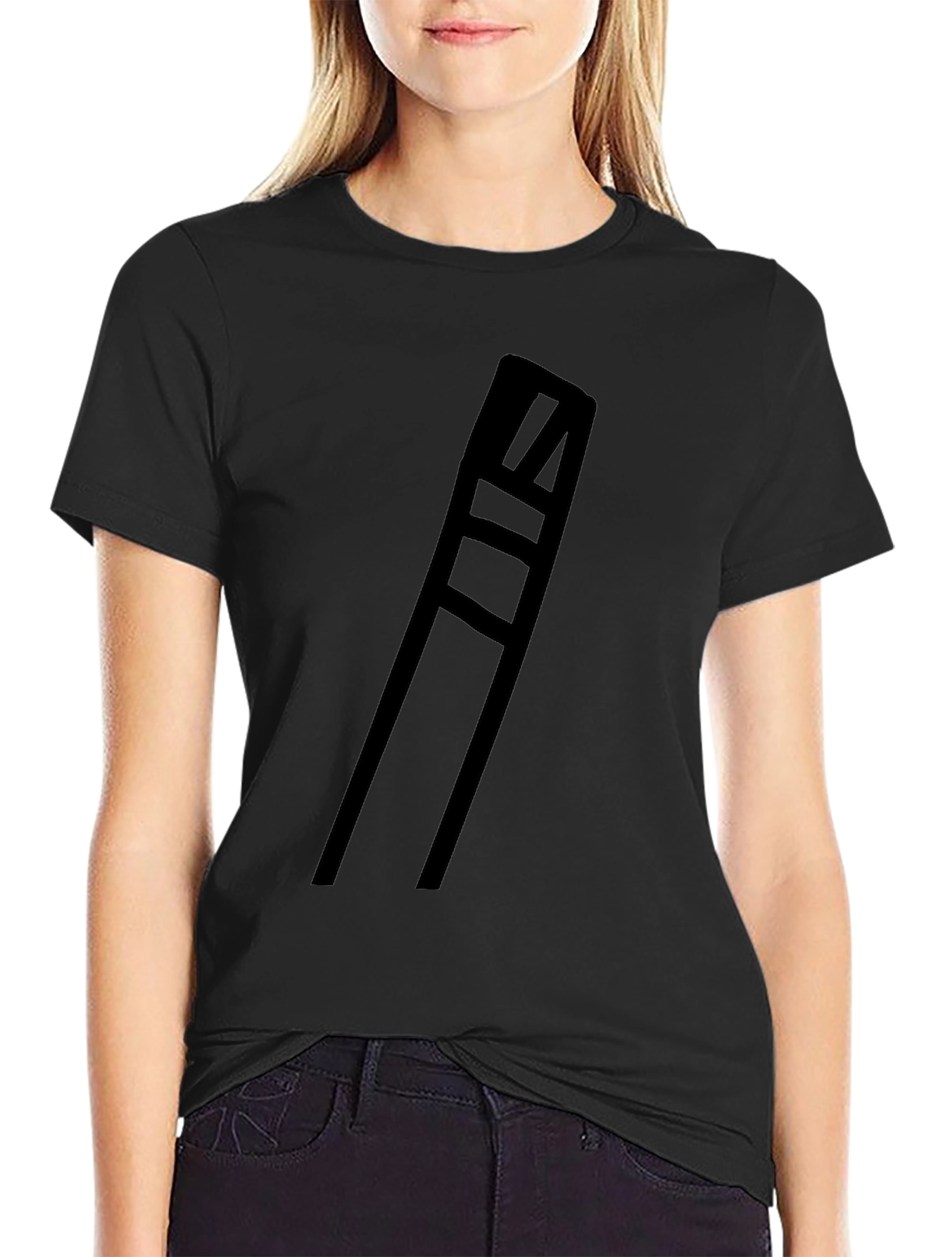 Minimalist Black T-Shirt with Geometric Design