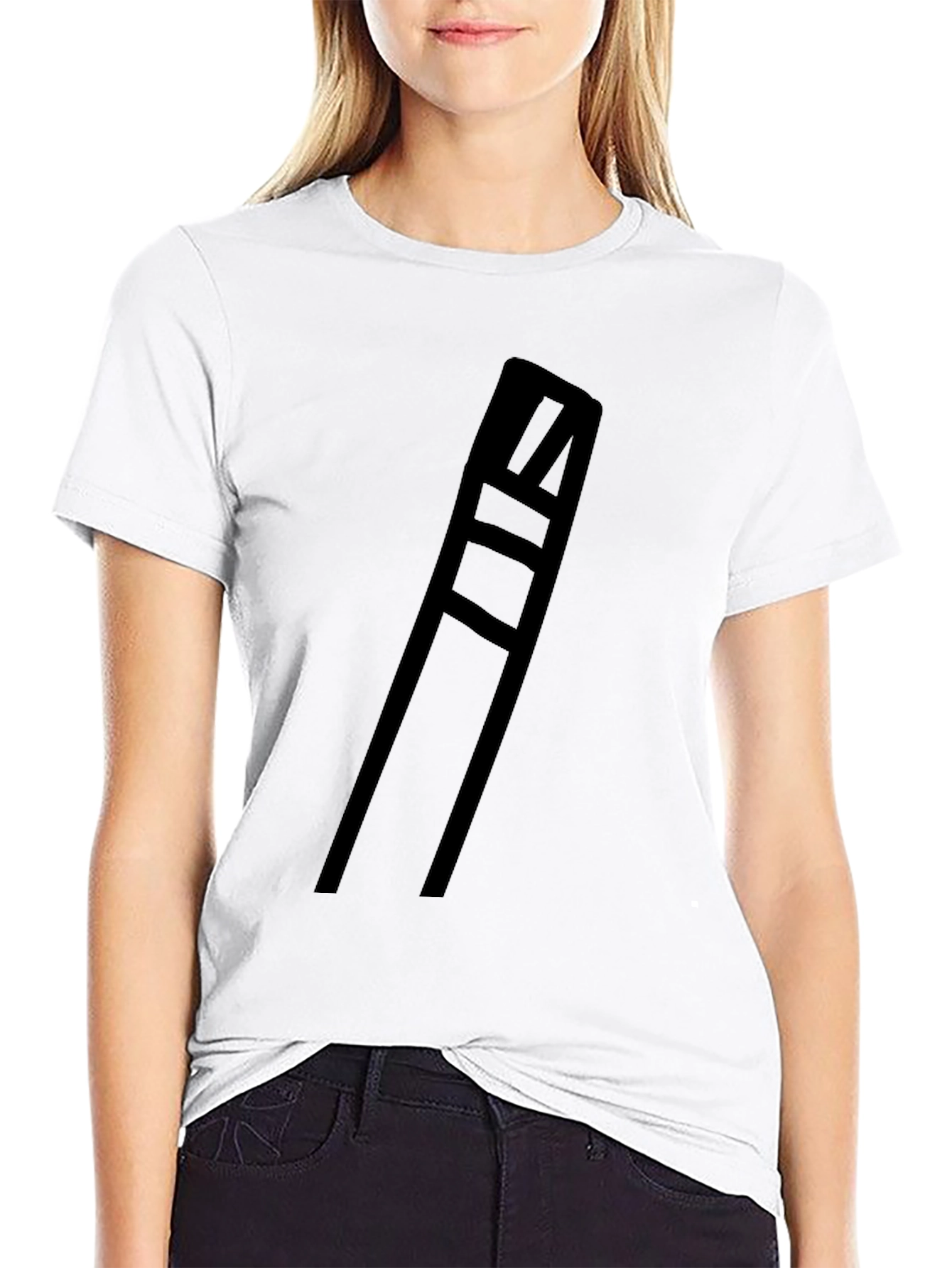Minimalist Black T-Shirt with Geometric Design