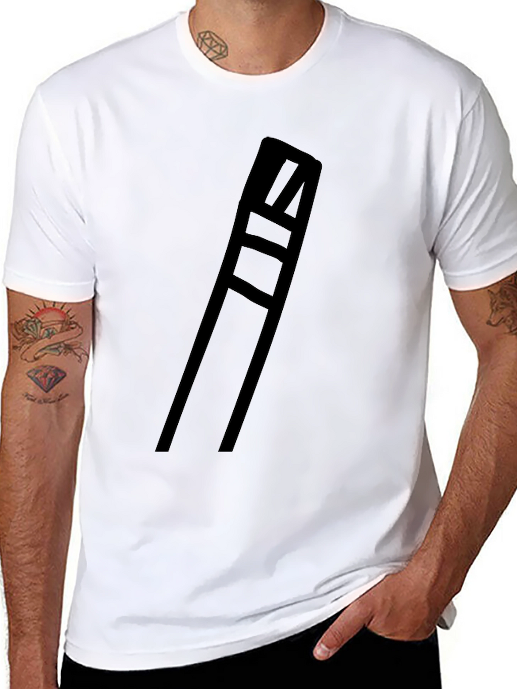 Minimalist Black T-Shirt with Geometric Design