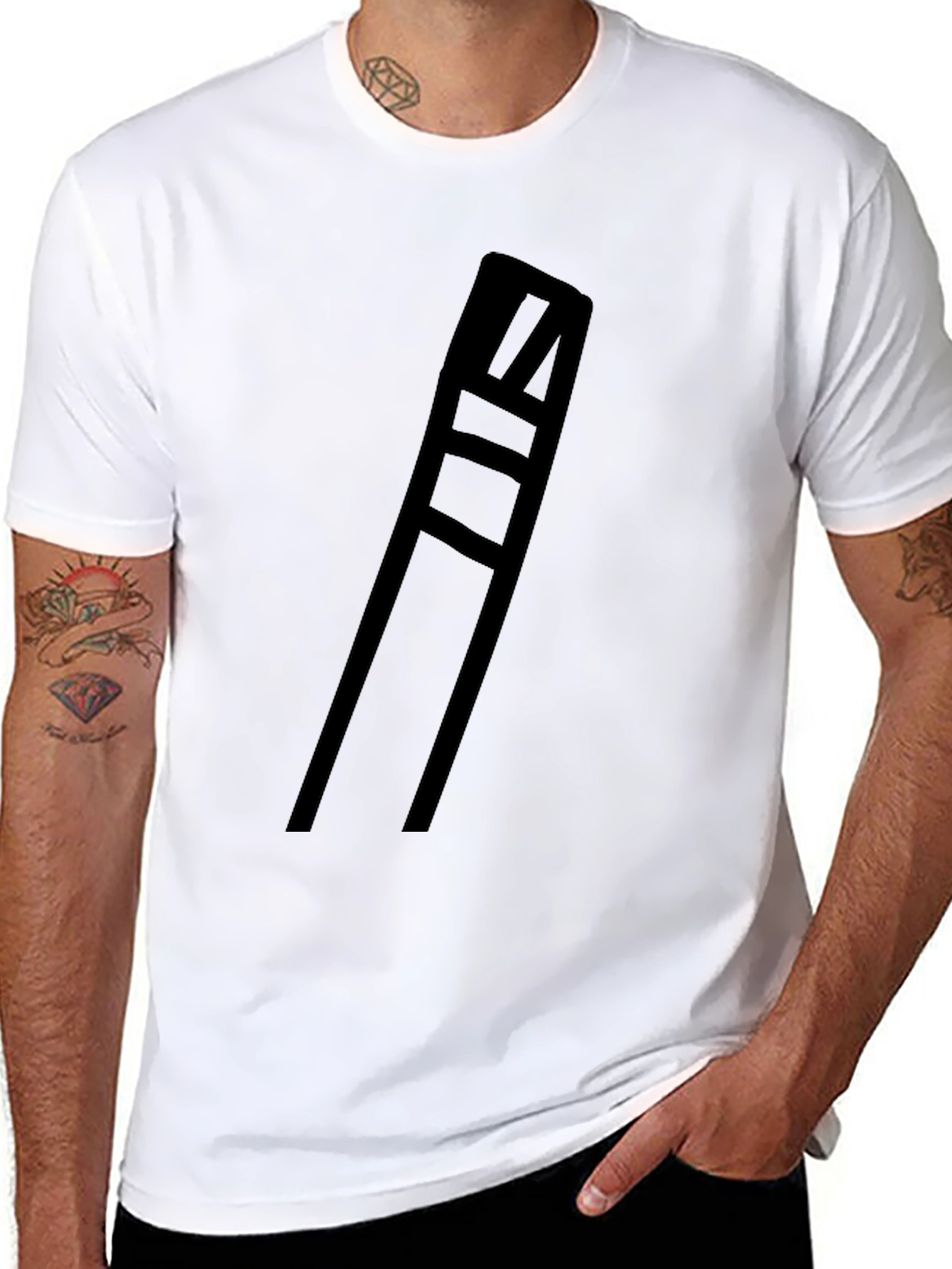Minimalist Black T-Shirt with Geometric Design