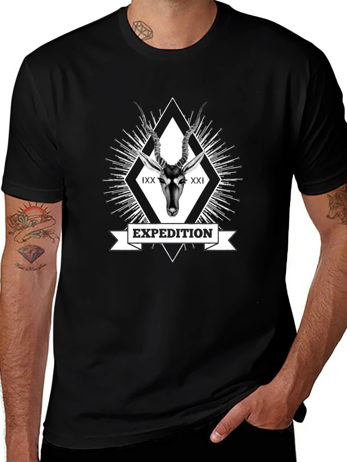 Expedition Graphic Tee - Antelope Design Black T-Shirt