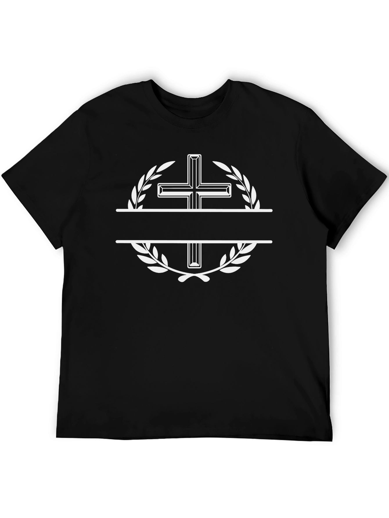 Elegant Cross Wreath Black T-Shirt