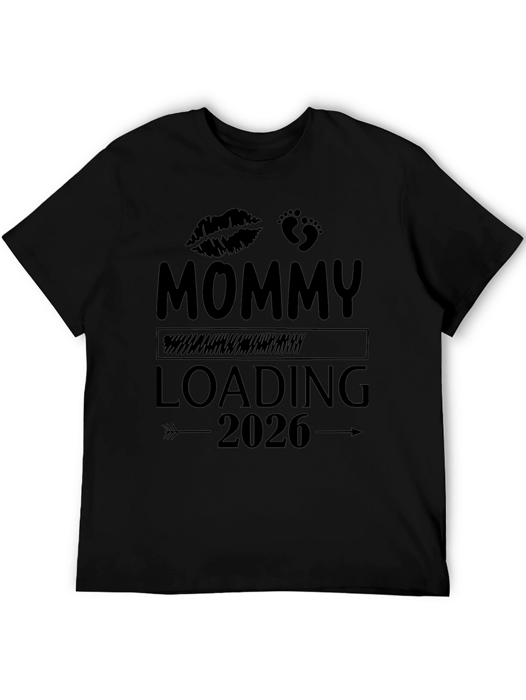 Mommy Loading 2026 Black T-Shirt - Pregnancy Announcement Tee