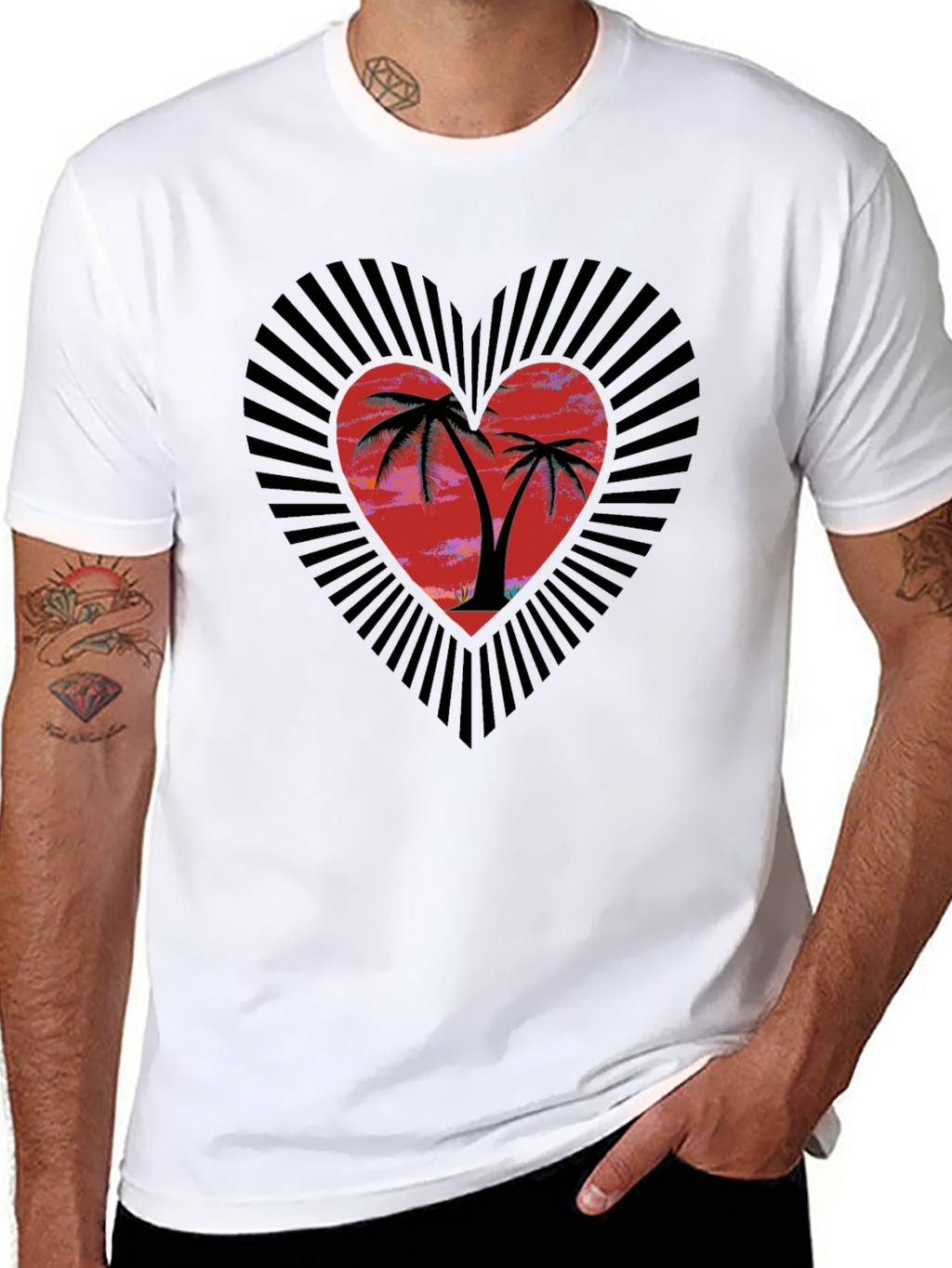 Tropical Heart Palm Tree Graphic Tee