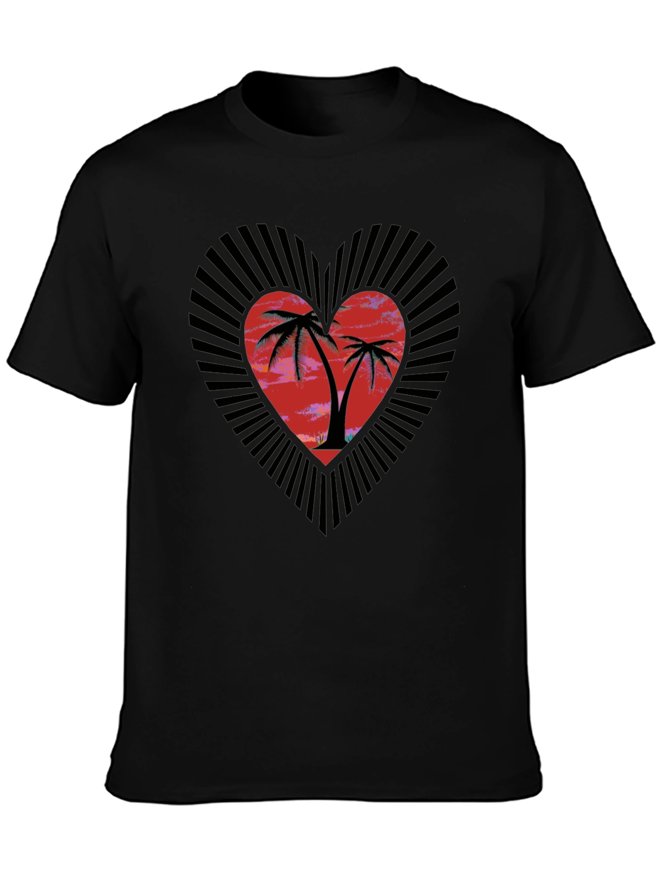 Tropical Heart Palm Tree Graphic Tee