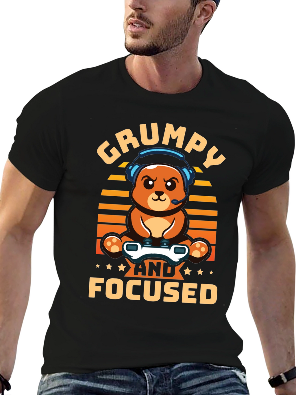 Grumpy Gamer Bear T-Shirt - Funny Gaming Tee
